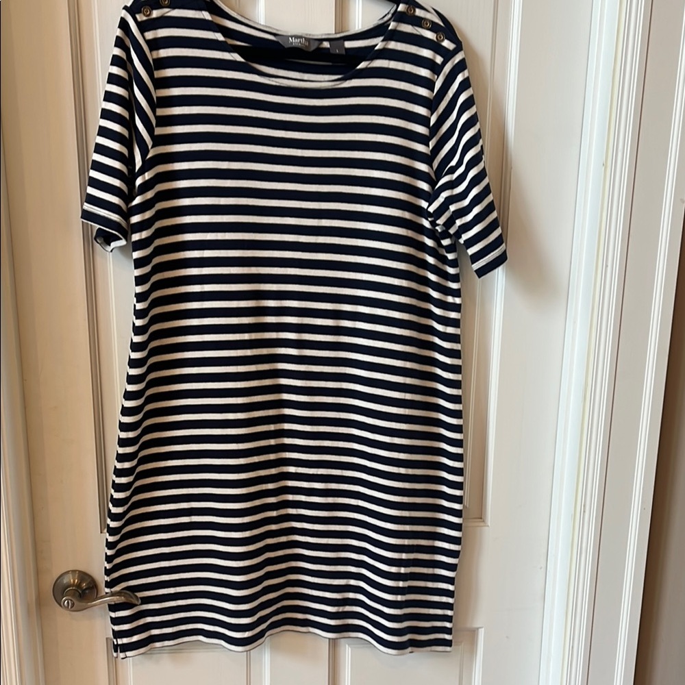 Martha Stewart Navy and White Striped Dress